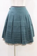 Jane Marple / 配色タックスカート M グリーン×グレー H-26-03-05-045-JM-SK-KB-ZH
