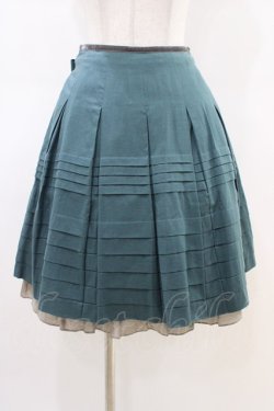 画像1: Jane Marple / 配色タックスカート M グリーン×グレー H-26-03-05-045-JM-SK-KB-ZH