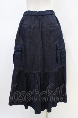 画像2: Jane Marple Dans Le Salon / Denim＆nylon twill flight skirt  indigo×navy H-26-03-05-048-JM-SK-KB-ZH