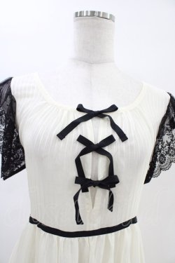 画像3: EXCENTRIQUE / 黒レース袖のタブリエ  エクリュ H-26-03-05-050-EL-OP-KB-ZH