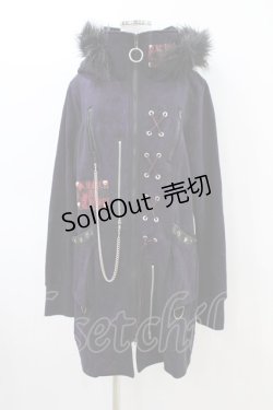 画像1: SEX POT ReVeNGe / ファーフードロングパーカー  パープル H-26-03-05-055-SP-TO-KB-ZH