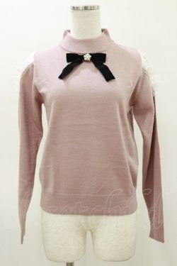 画像1: Ank Rouge / ビジューリボンニット M ピンク H-26-03-05-1045-CA-TO-NS-ZH