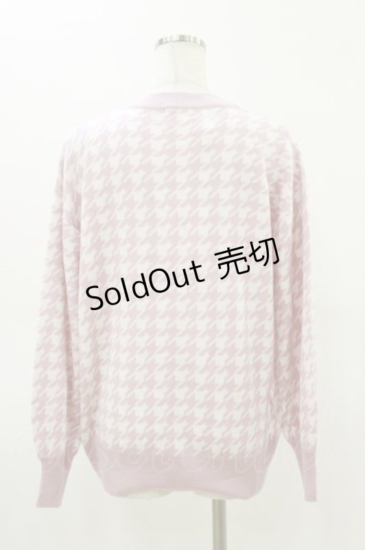 画像2: majoretty / 千鳥格子ニットカーディガン L ピンク H-26-03-05-1046-GO-TO-NS-ZH (2)