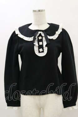 画像1: Ank Rouge / フロントビジュー配色フリル M ブラック/オフ H-26-03-05-1047-CA-TO-NS-ZH