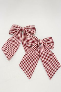 画像1: m petit by misako / AMチェック2Pクリップ  レッド H-26-03-05-1007-LO-AC-NS-ZH