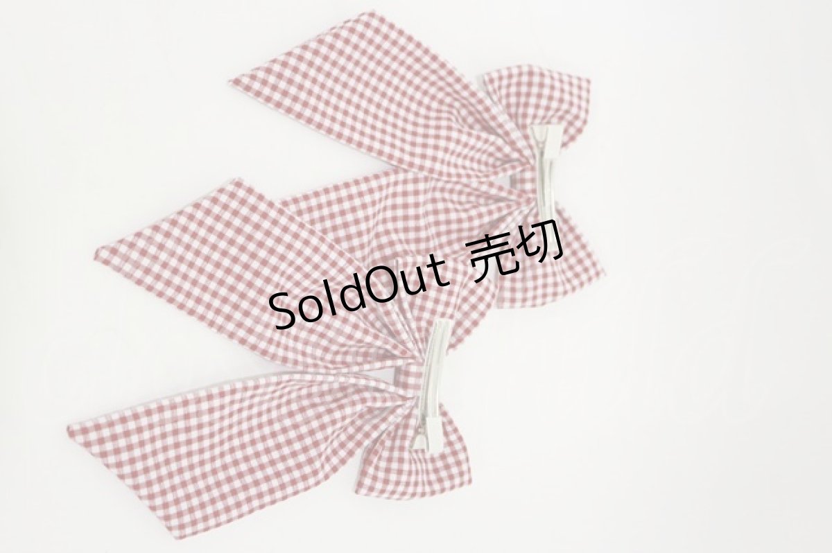 画像2: m petit by misako / AMチェック2Pクリップ  レッド H-26-03-05-1007-LO-AC-NS-ZH (2)