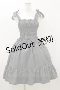 metamorphose / 肩リボンストライプジャンパースカート Free グレー H-26-03-05-1074-ME-OP-NS-ZH