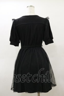 画像2: axes femme POETIQUE / リボン刺繍カットワンピース M ブラック H-26-03-05-1078-AX-OP-NS-ZH