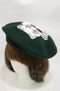 画像2: ALICE and the PIRATES / クリスのもこもこワッペンベレー帽  グリーン H-26-03-05-1010-PA-AC-NS-ZH
