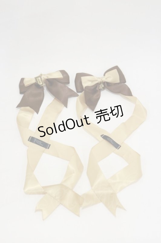 画像1: LOTUS ribbon / ツインリボンバレッタ  ブラウン H-26-03-05-1017-EL-AC-NS-ZH (1)