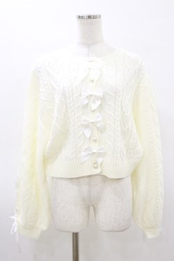 画像1: Lily Merry / もえにゃ/ニットカーディガン L オフ H-26-03-05-1040-LO-TO-NS-ZH