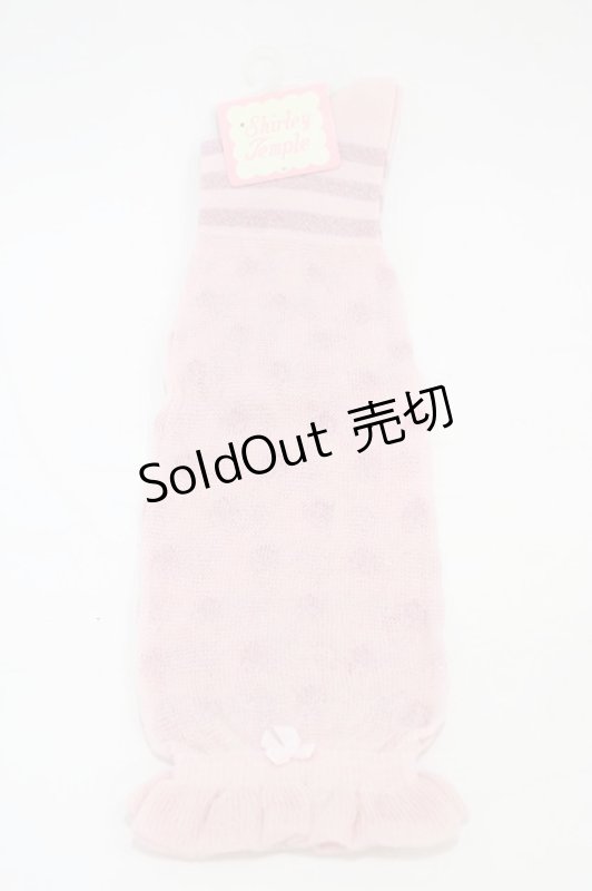 画像1: Shirley Temple / ラメドットボーダーハイソックス  ピンク H-26-03-05-012-ET-ZA-KB-ZH (1)