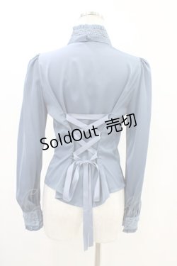 画像2: Sheglit / スタンドカラーリボンジャボブラウス L ダルブルー H-26-03-05-015-EL-BL-KB-ZH