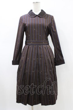 画像1: Jane Marple / Regimental stripeのコレットドレス  ブラウン H-26-03-05-017-JM-OP-KB-ZH