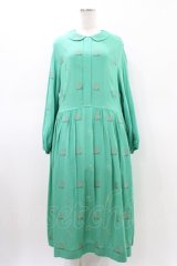 Jane Marple Dans Le Salon / EIIR jacquard dayドレス  エメラルドグリーン H-26-03-05-019-JM-OP-KB-ZH