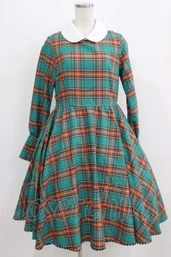 画像1: Belette / チェック丸襟ワンピース  グリーン H-26-03-06-001-PU-OP-KB-ZH