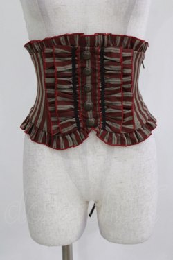 画像1: Sheglit / フリルリボンコルセット M ボルドーストライプ H-26-03-06-026-EL-ZA-KB-ZH