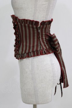 画像2: Sheglit / フリルリボンコルセット M ボルドーストライプ H-26-03-06-026-EL-ZA-KB-ZH