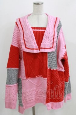 画像1: Candy Stripper / PATCHWORK SAILOR KNIT  ピンクマルチ H-26-03-06-040-PU-TO-KB-ZH