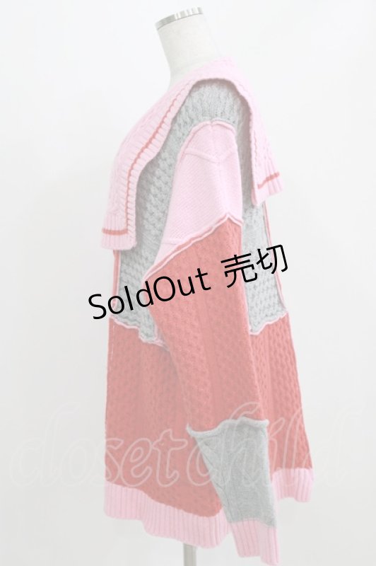 画像2: Candy Stripper / PATCHWORK SAILOR KNIT  ピンクマルチ H-26-03-06-040-PU-TO-KB-ZH (2)