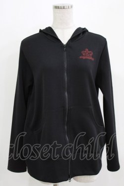 画像1: ALGONQUINS / バックプリントZIPパーカー  黒 H-26-03-06-046-AL-TO-KB-ZH