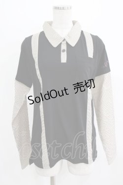 画像1: ALGONQUINS / シャツレイヤード風カットソー  ブラック×ベージュ H-26-03-06-048-AL-TO-KB-ZH