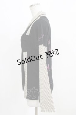 画像2: ALGONQUINS / シャツレイヤード風カットソー  ブラック×ベージュ H-26-03-06-048-AL-TO-KB-ZH