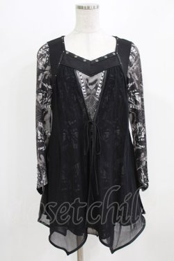 画像1: Ozz Croce / メッシュレイヤードチュニック  ブラック H-26-03-06-049-OO-TO-KB-ZH