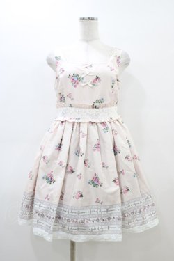 画像1: Ank Rouge / フラワーブーケパネルプリントジャンパースカート M ピンク H-26-03-06-1033-CA-OP-NS-ZH