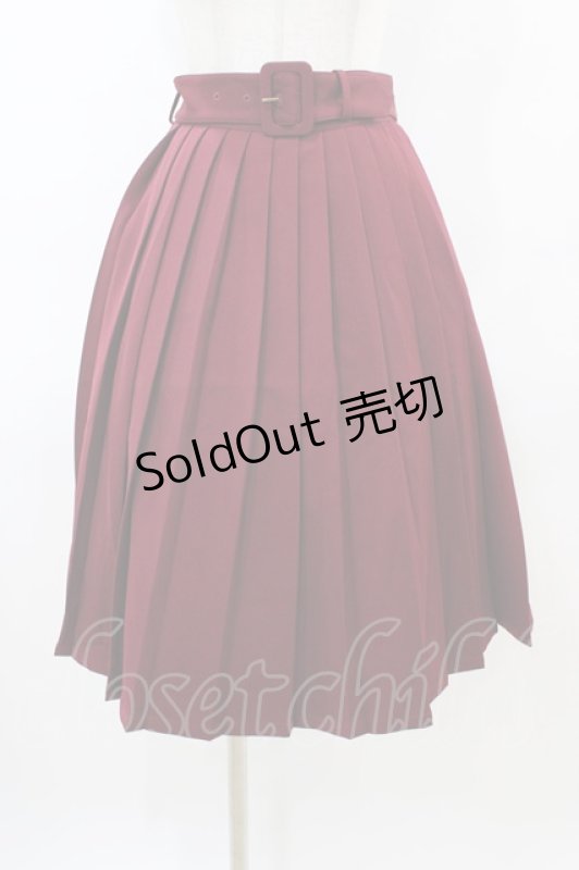 画像1: Fi.n.t / 太ベルト付きプリーツスカート Free Bordeaux H-26-03-06-1038-CA-SK-NS-ZH (1)