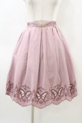 axes femme POETIQUE / 蝶柄透かし刺繍スカート M ピンク H-26-03-06-1040-AX-SK-NS-ZH