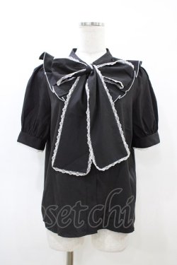 画像1: NOEMIE / リボンブラウス Free ブラック H-26-03-06-1054-LO-BL-NS-ZH