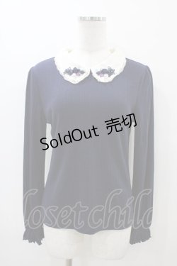 画像1: axes femme / リボン刺繍プルオーバー M ネイビー H-26-03-06-1057-AX-TO-NS-ZH