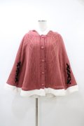 axes femme / 編み上げ裏ボアニットポンチョ M ピンク H-26-03-06-1066-AX-CO-NS-ZH