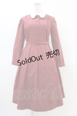 画像1: an another angelus / ピンストライプクレリック衿ロングワンピース Free RED H-26-03-06-1011-CA-OP-NS-ZH