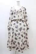 axes femme / 花柄ロングワンピース M アイボリー H-26-03-06-1015-AX-OP-NS-ZH