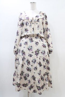 画像1: axes femme / 花柄ロングワンピース M アイボリー H-26-03-06-1015-AX-OP-NS-ZH