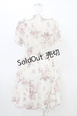 画像2: axes femme POETIQUE / 花柄スカラップ襟半袖ワンピース M アイボリー H-26-03-06-1025-AX-OP-NS-ZH