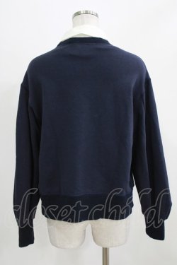 画像3: Jane Marple Dans Le Salon / Luana fleece shirt-collar sweatshirt M ネイビー×オフ H-26-03-06-051-JM-SK-AK-ZH