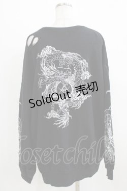 画像3: REFLEM / ドラゴン刺繍ダメージプルオーバー  ブラック H-26-03-06-053-PU-TO-KB-ZH