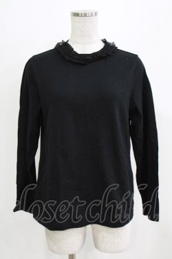 画像1: Jane Marple / レースネックカットソー M ブラック H-26-03-06-054-JM-TO-AK-ZH