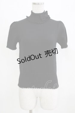 画像1: Emily Temple cute / リボン付き半袖タートルニット  ブラック H-26-03-06-056-ET-TO-AK-ZH