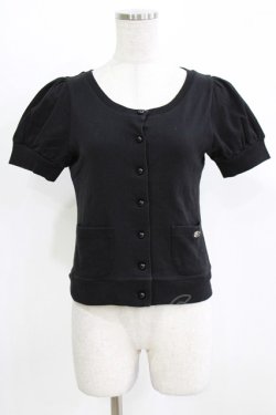 画像1: MILK / ポケット付き半袖カーデ  ブラック H-26-03-06-058-ML-TO-AK-ZH