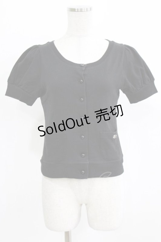 画像1: MILK / ポケット付き半袖カーデ  ブラック H-26-03-06-058-ML-TO-AK-ZH (1)