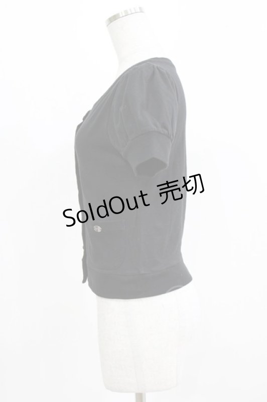 画像2: MILK / ポケット付き半袖カーデ  ブラック H-26-03-06-058-ML-TO-AK-ZH (2)