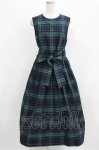画像1: Jane Marple Dans Le Salon / Memorial Checkノースリーブドレス M ブラック×グリーン H-26-03-06-007-JM-OP-AK-ZT134 (1)