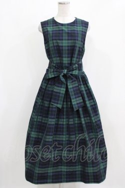 画像1: Jane Marple Dans Le Salon / Memorial Checkノースリーブドレス M ブラック×グリーン H-26-03-06-007-JM-OP-AK-ZH