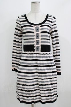 画像1: MILK / シェルブールニットワンピース  黒×ベージュ H-26-03-06-022-ML-OP-AK-ZH