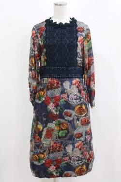 画像1: Jane Marple Dans Le Salon / Art in bloomのレースヨークdayドレス  ネイビー H-26-03-07-003-JM-OP-KB-ZH