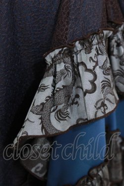 画像4: Qutie Frash / ドラゴンサテンスカート  ブルー H-26-03-07-029-QU-SK-KB-ZH